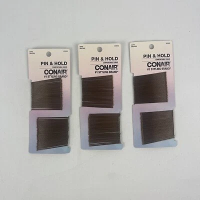Conair Pin & Hold Bobby Pins 60 Pk Brown #55603 LOT OF 3  - Image 1 of 3