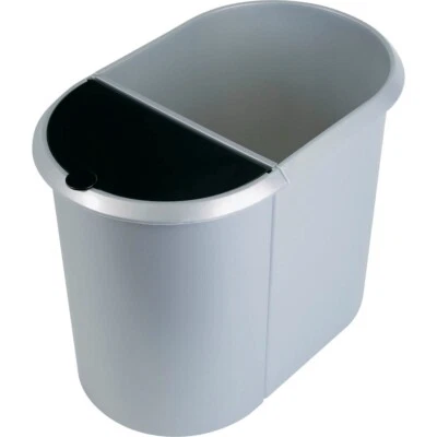 helit H62209 Duo-System-Papierkorb "the double" 20l und 9l - silber/schwarz
