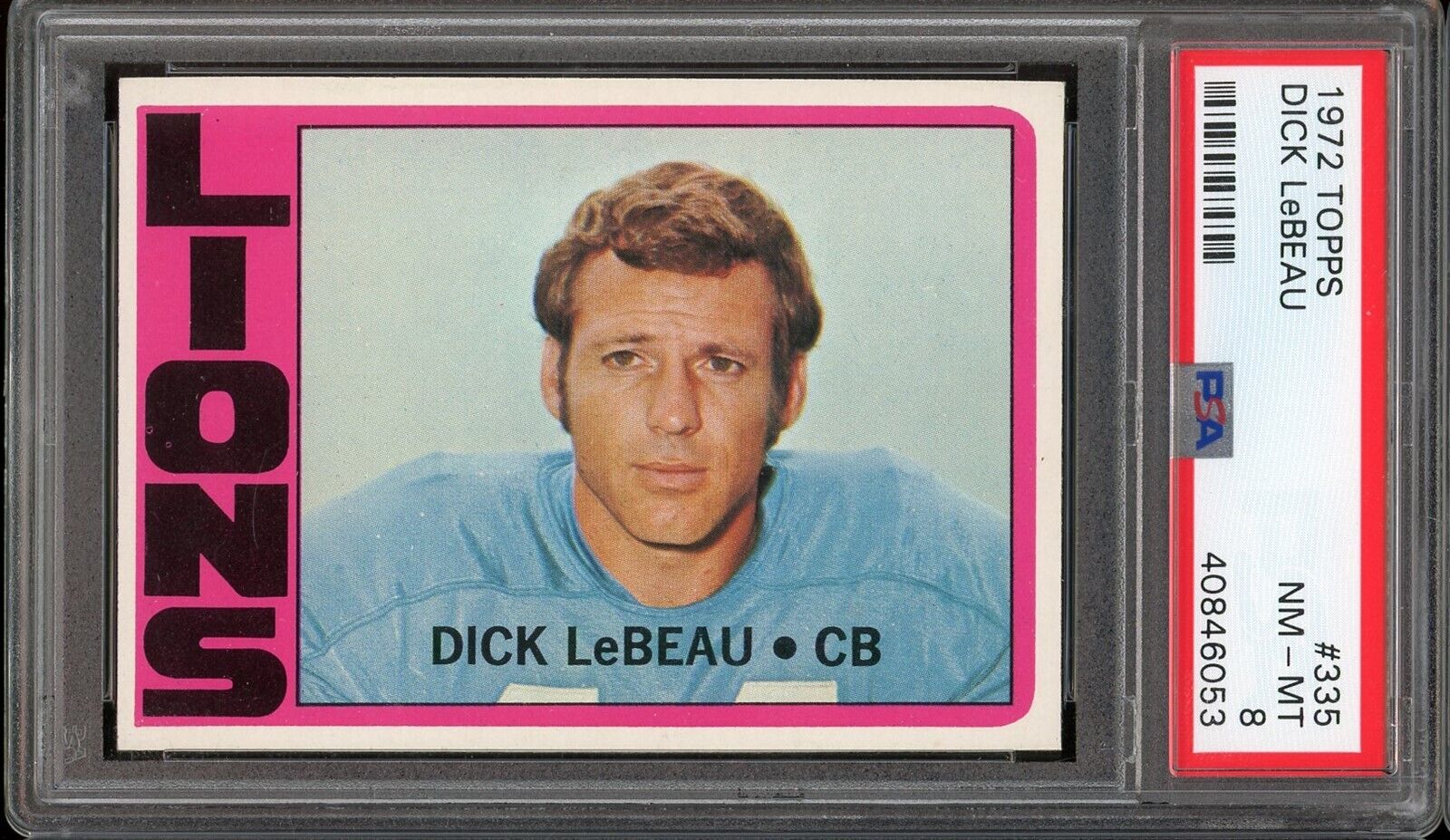 1972 Topps Football #335 Dick Lebeau PSA 8