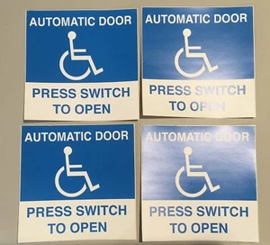 4x AUTOMATIC DOOR PRESS SWITCH TO OPEN ACTIVATE Vinyl Glass Door Decals Stickers - Picture 1 of 1