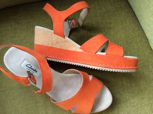 clarks orange sandals