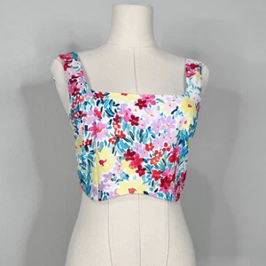 Camiseta sin mangas amarilla The Label de verano floral S cabaña boho ASO amas de casa nueva con etiquetas - Imagen 1 de 9