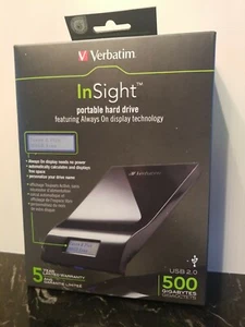 Verbatim 500GB InSight USB Portable Hard Drive with Display- Sealed - Picture 1 of 5