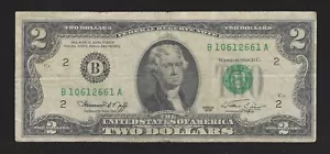 1976 USA $2 Two Dollar Bill Series (B) Number B10612661A Circulated Condition - Picture 1 of 2