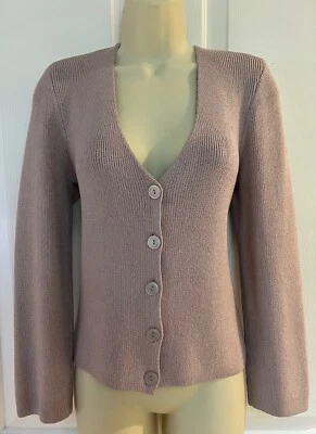 Vintage Wayne Rogers Stretch Silk Knit Lavender Cardigan Sweater L - Image 1 of 4
