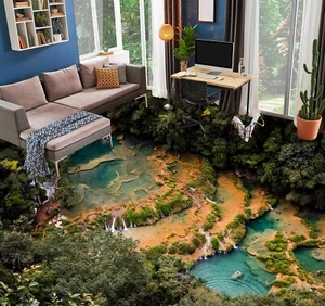 Adesivo 3D Forest River I6834 pavimento carta da parete murale stampa parete AJ Coco 2024 - Foto 1 di 5