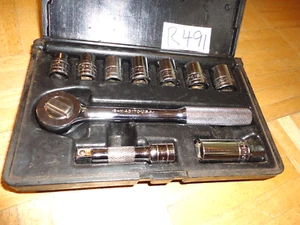 S-K TOOLS 10 PIECE 3/8 DRIVE RATCHET, SAE. SOCKETS, EXTENSION, SPARK PLUG SOCKET - Foto 1 di 14