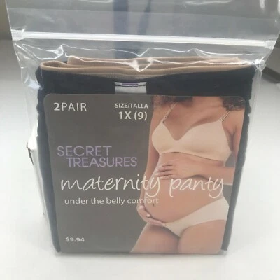 Pack de 2 bragas de maternidad Secret Treasures para mujer talla 1X 9 confort bajo el vientre Foto 1 de 4