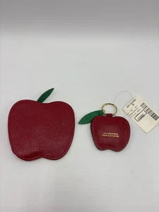 Holt Renfrew rot Leder Apfel Schlüsselanhänger und Geldbörse Set - Bild 1 von 7