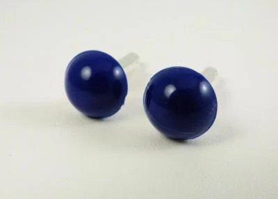 Gemelos redondos de lapislázuli fornituras plateadas 13 mm Foto 1 de 2