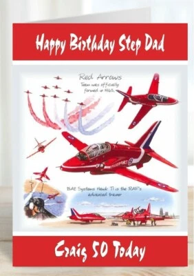 MAGNOLIA CARDS1 Personalised birthday card red arrows aeroplane son grandson dad nephew any age