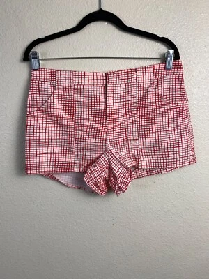 Pantalones Cortos Kate Spade Saturday Mujer Rojo Blanco Rejilla Patrón Cuadros Talla 6 Vacaciones Foto 1 de 4