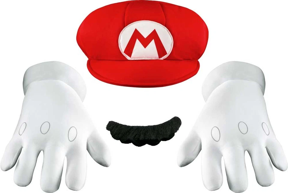 Nintendo Licensed Mario Adult Men Hat Glove Mustache Costume Accessory Kit - Image 1 of 1