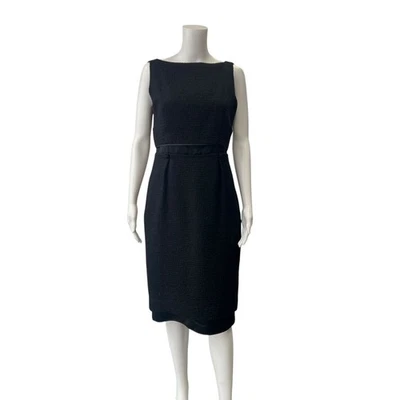 $750 Vestido Marc Jacobs Negro Texturizado Lana Seda Talla 6 Foto 1 de 4