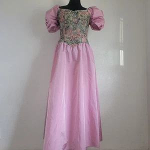 Vintage House of Bianchi Corset Tapestry Victorian Puff Sleeve Maxi Dress Sz 18 - Picture 1 of 13