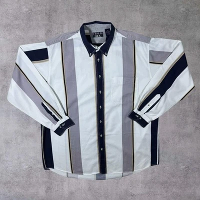 Vintage Trader Bay Colour Block Multi Striped Button-Up Long Sleeve Shirt XLT - Image 1 of 4