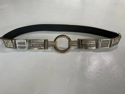 GOOD Vintage Chico’s Genuine Leather Belt With Silver Color Claps, OS, Stretch - Image 1 of 4