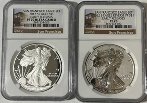 2012-S $1 American Silver Eagle - 2 Coin Proof & Reverse ~ NGC PF70 - w/OGP - Picture 1 of 7