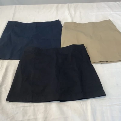 LAND END размер 7 + хаки темно-черный школьная форма стороны молнии skort девочек H - Изображение 1 из 4