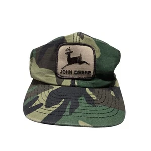 Vintage John Deere Camo Snapback Trucker Hat Louisville Mfg. Made In USA 80s 70s - Picture 1 of 5