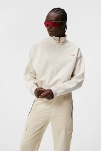 J. LINDEBERG WOMEN'S LUCIA ZIP MOCK NECK BEIGE MELANGE SMALL NEW NWT AWJS08969 - Picture 1 of 8