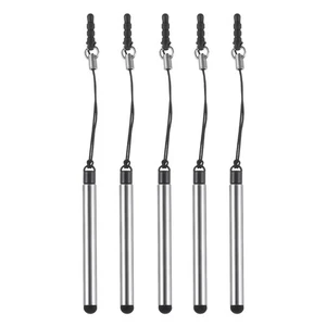 5 pièces stylet téléphone métallisé rétractable métal mini stylos capacitifs argent - Photo 1 sur 7