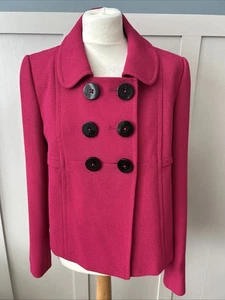 M&S Women's Pink Jacket Size 14 Tailored Fit Double Breasted Long Sleeve Lined - Picture 1 of 8