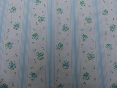 ANCIEN TISSU VINTAGE FRENCH FABRIC FLEURETTES BLEUES  BON ETAT COUPON DE TISSUS - Photo 1/3