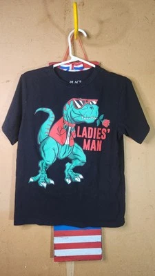 The Children’s Place Boys Tee Size 5/6 Dino Ladies’ Man Funny T-Rex Shirt - Image 1 of 3