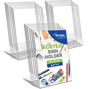 Acrylic Sign Stand Holders - 8.5 x 11 Inches Clear Plastic Table Paper Displa... - Picture 1 of 7
