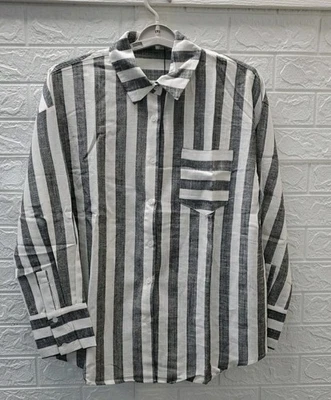 Новый 4TH Reckless Rio большого размера полоски Beach рубашка серый/белый размер 4 - Изображение 1 из 4
