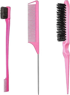 3 Pieces Hair Styling Comb Set, Double Sided Edges Brush, Teasing Hair Brush Rat - Image 1 of 4