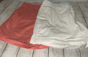 Crown & Ivy Caroline White Shorts - Coral Curvy Women's Size 20W Lot Of 2 - Picture 1 of 6