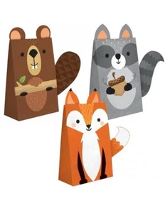 Wild One Woodland Animals Treat Bags 8 Pack 8" x 4.5" Animal Favor Bags Decor - Picture 1 of 2