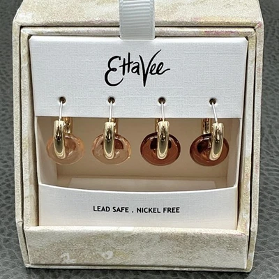 Juego de aretes tipo argolla EttaVee tono dorado acrílico colgante 4 pares seguro plomo sin níquel Foto 1 de 4