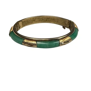 Green Chalcedony Vintage Bracelet Sterling Silver Gemstone Jewelry 7 Inch - Picture 1 of 8