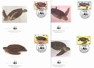 anguilla 1983 tortues marines turtl tortuga reptile marine life fauna 4 fdc pj - Picture 1 of 1
