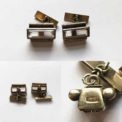 Vintage Genuine Silver and Quartz Cufflinks - Image 1 of 4
