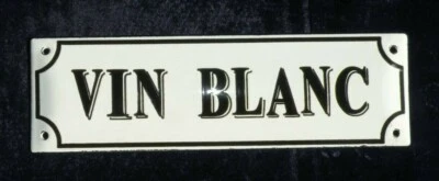 Plaque émaillée " VIN BLANC " la plaque est bombée  Dimensions 18x5,5 cm - Photo 1/3