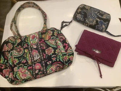 Lote de 3 ~ Bolso Bowler Vera Bradley, Cartera y Bolsa para Joyas ~ Necesita TLC Foto 1 de 4