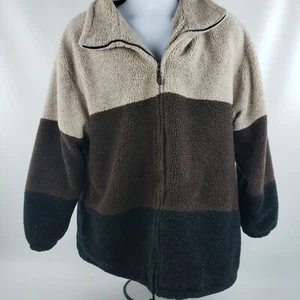 Larry Levine Sport - Full Zipper Winter Coat Jacket Black Brown Tan - Size Large - Bild 1 von 12