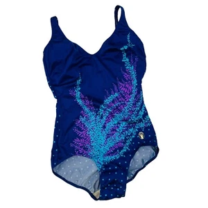 Vintage Triumph International Bathing Suit Blue Purple One Piece Womens XS NEW - Picture 1 of 10
