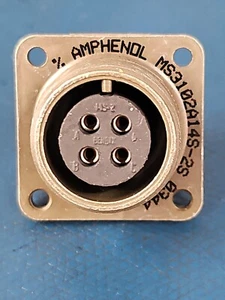 4- AMPHENOL MS3102A14S-2S CIRCULAR CONNECTOR RECEPT, SIZE 14S, 4 POS FREE SHIP - Picture 1 of 5