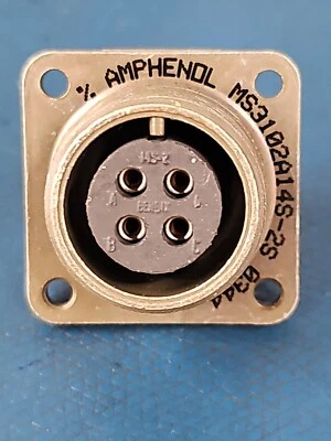 4- AMPHENOL MS3102A14S-2S CIRCULAR CONNECTOR RECEPT, SIZE 14S, 4 POS FREE SHIP - Image 1 of 4