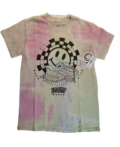 NEFF Happy Face Wave 2 Cream Red Green Tie Dye 100% Cotton Tee Shirt NWT - Picture 1 of 7