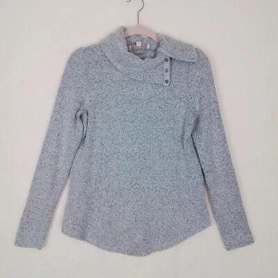 Suéter tejido con capucha de alpaca de lana sintética LOFT talla pequeña en gris suave Foto 1 de 4