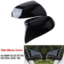 Glossy Black Side Mirror Cover Caps M Style fits MW X5 F15 X6 F16 28i 35i 14-18