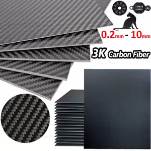 Carbon Platte 0.2-10mm CFK Kohlefaser 3K matt Köper Voll Carbon Größe wählbar - Picture 1 of 24