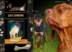 Dogs English Mastiff Rottweiler Vizsla Dachshund MNH Stamps 2019 Djibouti S/S - Picture 1 of 1