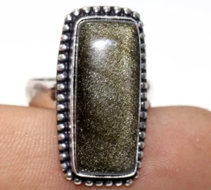 Silver Obsidian 925 Silver Plated Gemstone Ring US 9 Amazing Gift GW - Picture 1 of 3